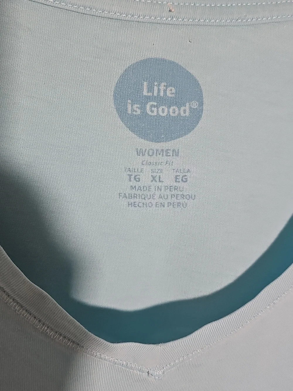 Life Is Good Sky Blue V-Neck Long Sleeve Tee with Tree Graphic. Size XL - Picture 3 of 6